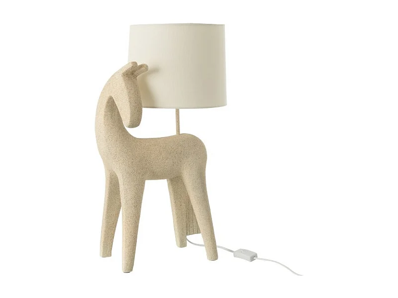 Lámpara caballo de resina beige 32x23.5x56 cm