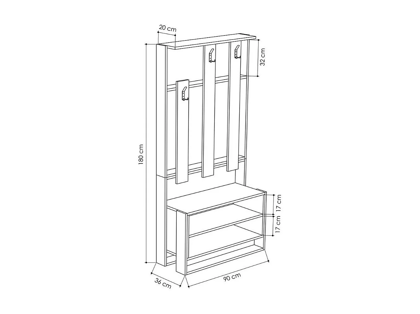Mobile ingresso Chester 90x36x180 colore bianco