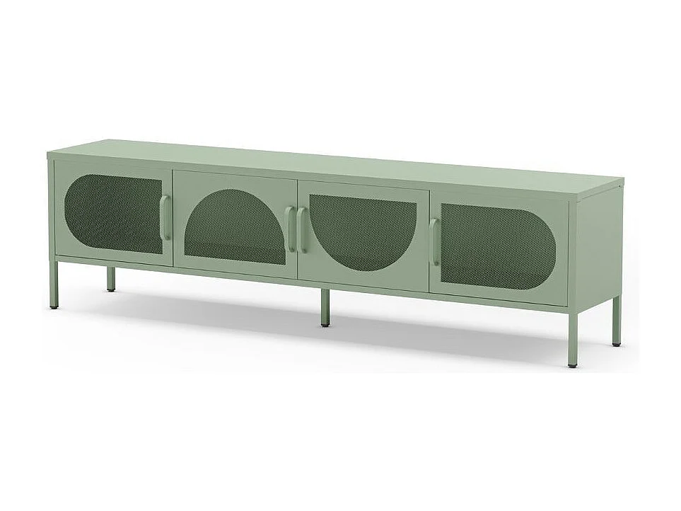 Porta TV in metallo Tayra con 4 ante reticolate verde menta 180x35x50H – Stile moderno e anima industrial