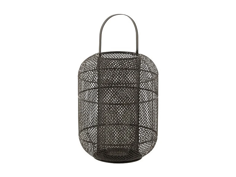 Farol cilíndrico de metal negro 28x28x51 cm