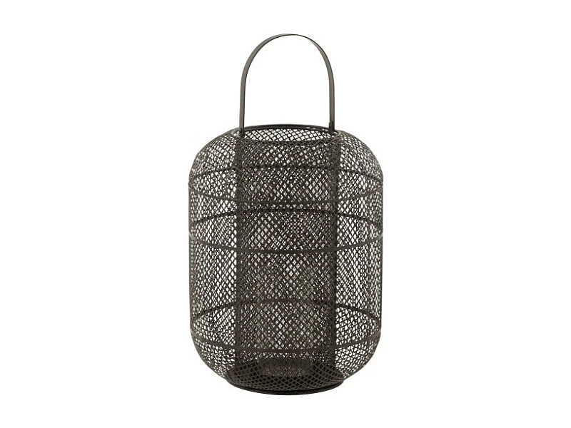 Farol cilíndrico de metal negro 28x28x51 cm