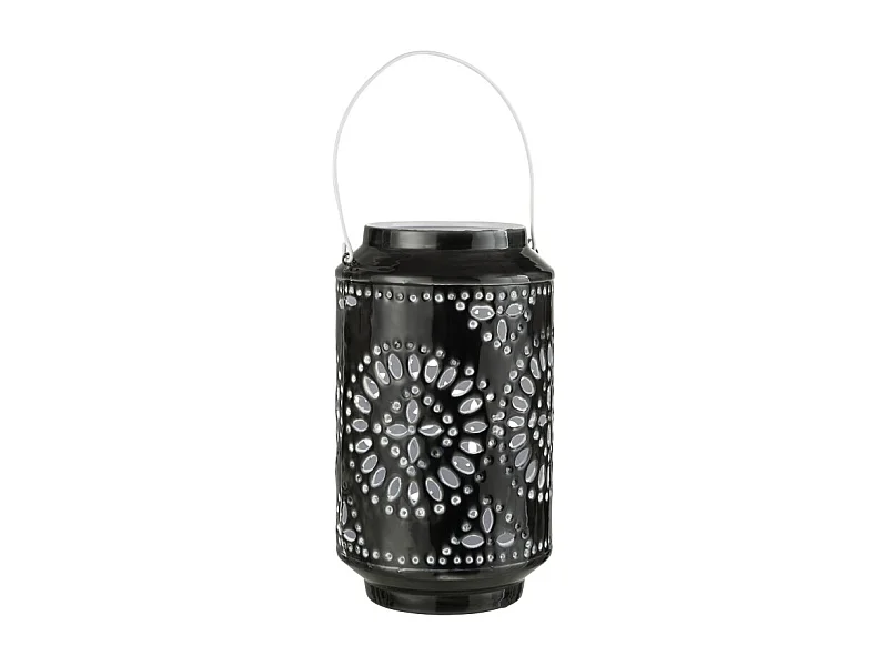 Lámpara alta perforada de hierro negro 17x17x30cm