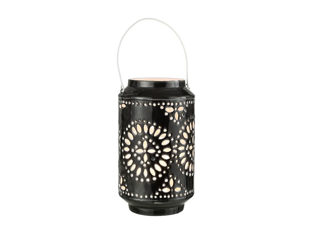 Lámpara alta perforada de hierro negro 17x17x30cm