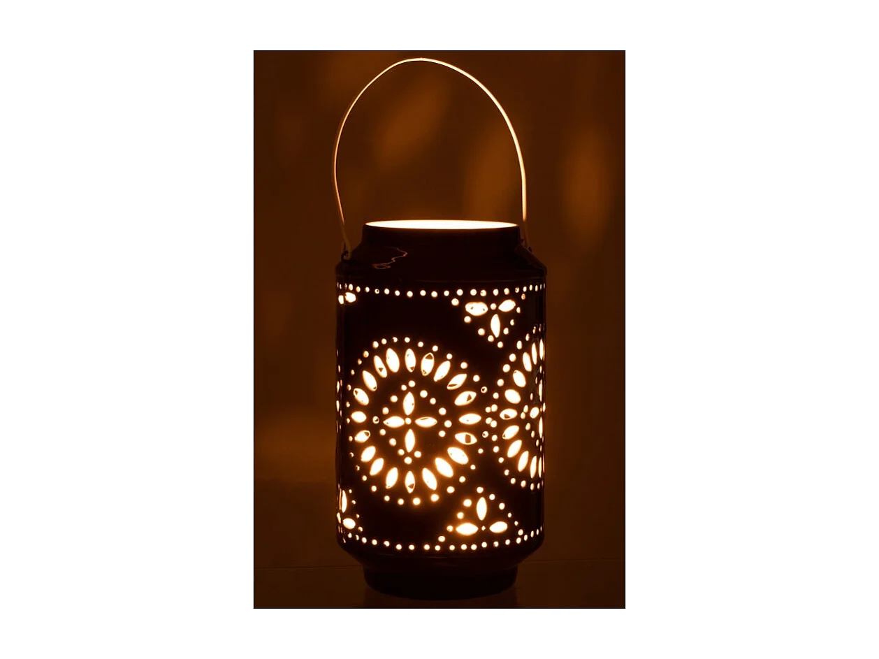 Lámpara alta perforada de hierro negro 17x17x30cm