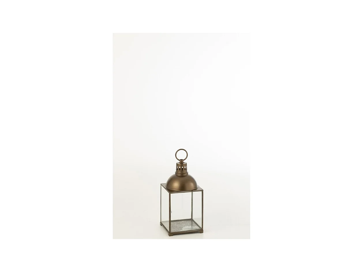 Farol metálico rectangular Bronce 24x24x57 cm