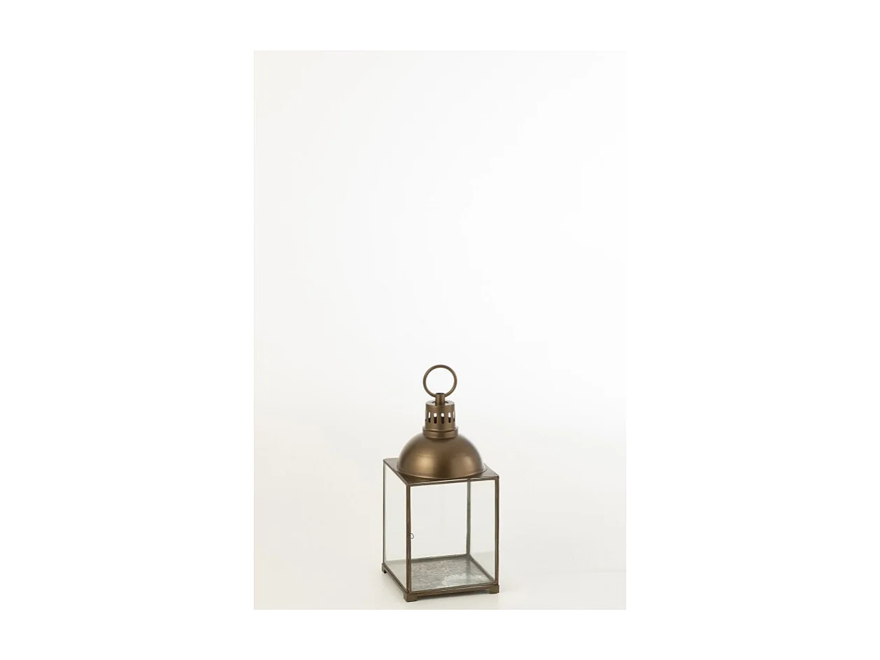 Farol metálico rectangular Bronce 24x24x57 cm