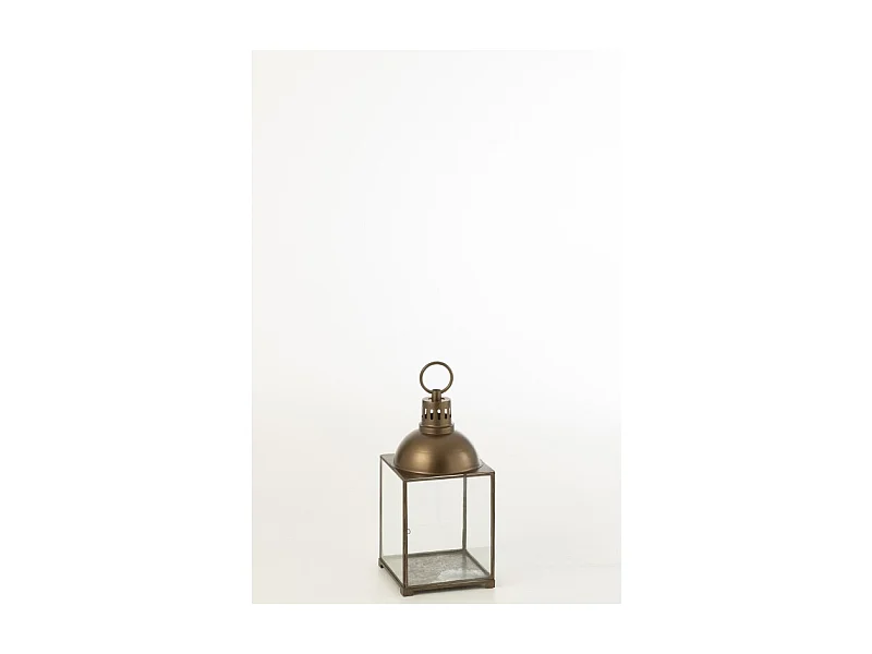 Farol metálico rectangular Bronce 24x24x57 cm