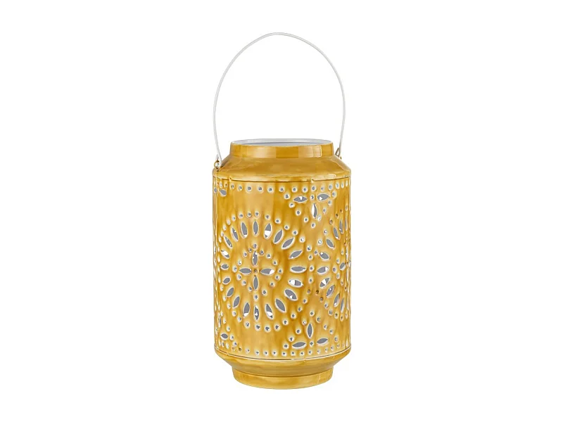 Lámpara alta perforada de hierro ocre 17x17x30cm