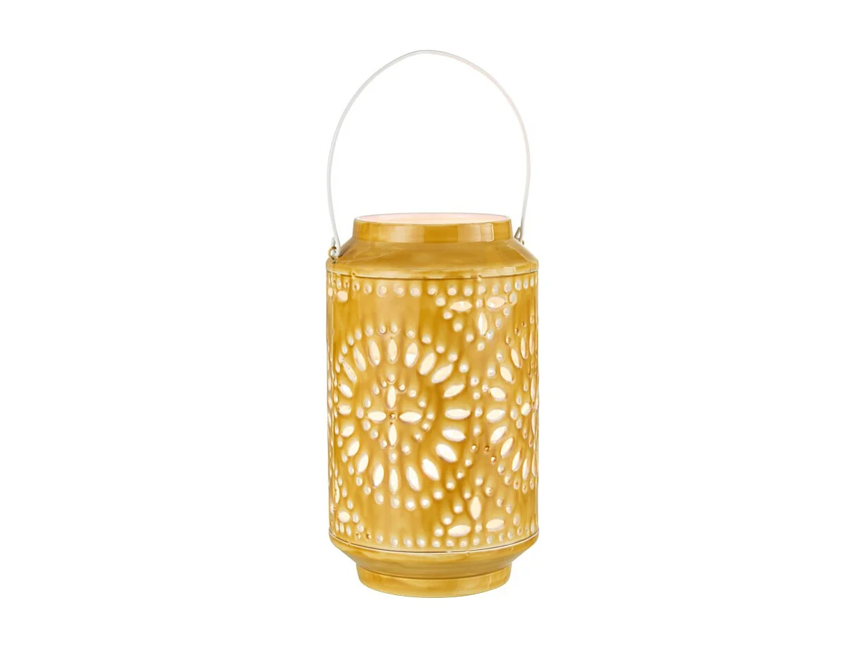 Lámpara alta perforada de hierro ocre 17x17x30cm