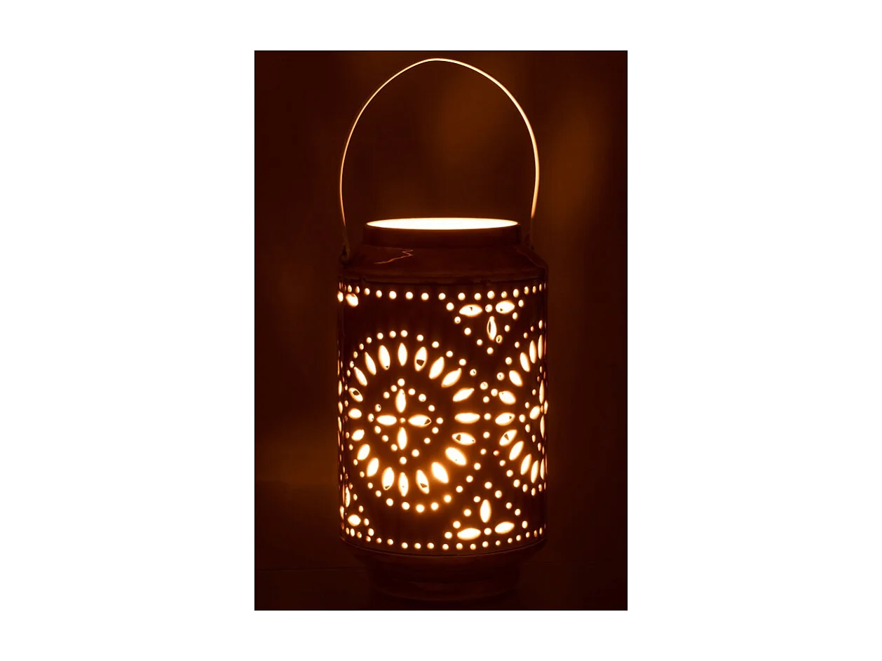 Lámpara alta perforada de hierro ocre 17x17x30cm