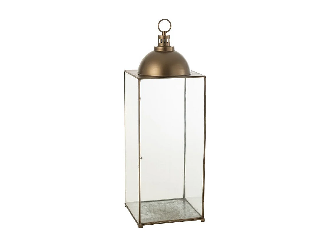 Farol metálico rectangular Bronce 41x41x121 cm