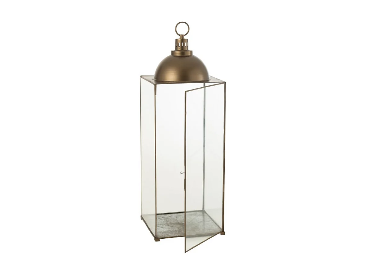 Farol metálico rectangular Bronce 41x41x121 cm