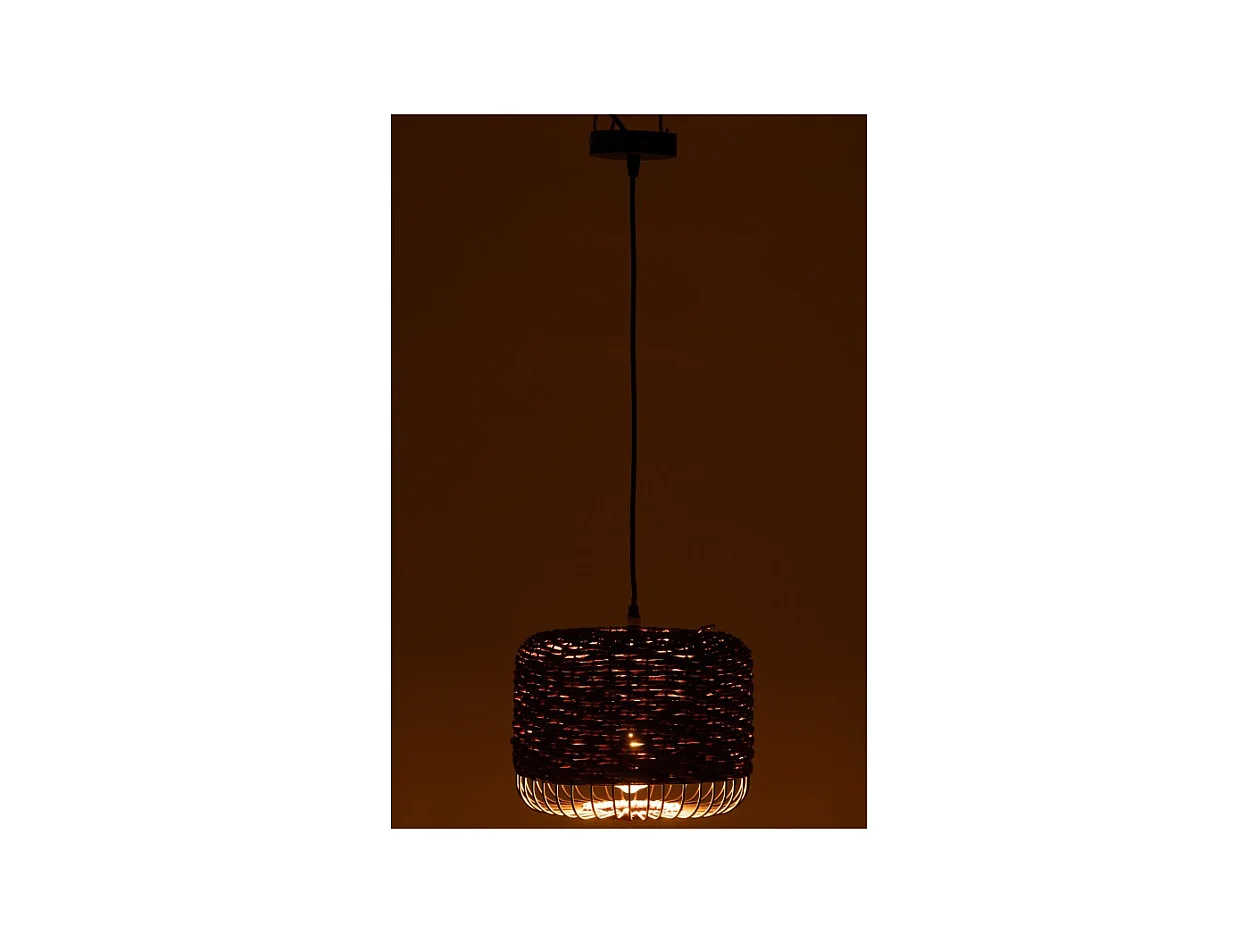 Lámpara de techo de metal y fibra marrón 27x27x20 cm