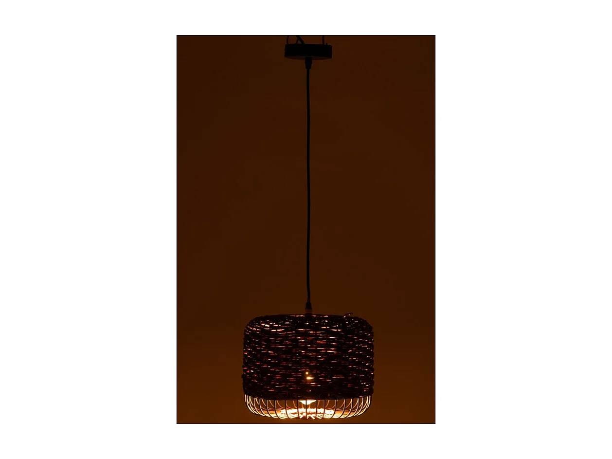 Lámpara de techo de metal y fibra marrón 27x27x20 cm