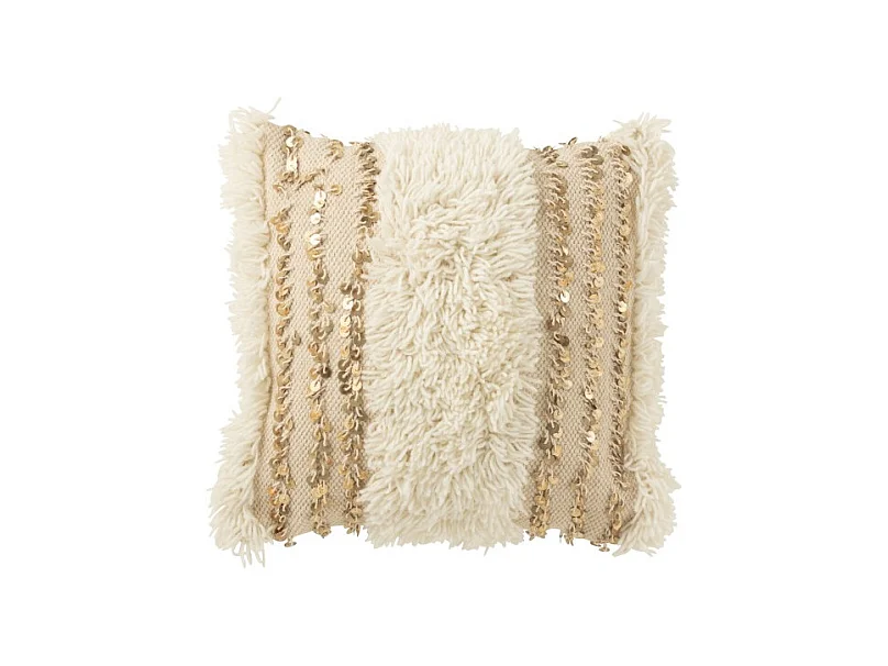 Cojín cuadrado de poliéster beige 45x45x12 cm