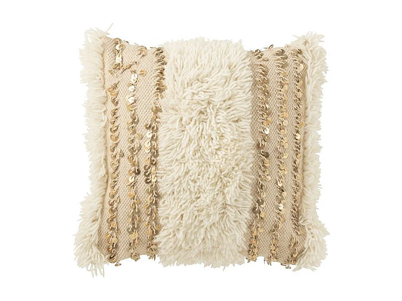 Cojín cuadrado de poliéster beige 45x45x12 cm