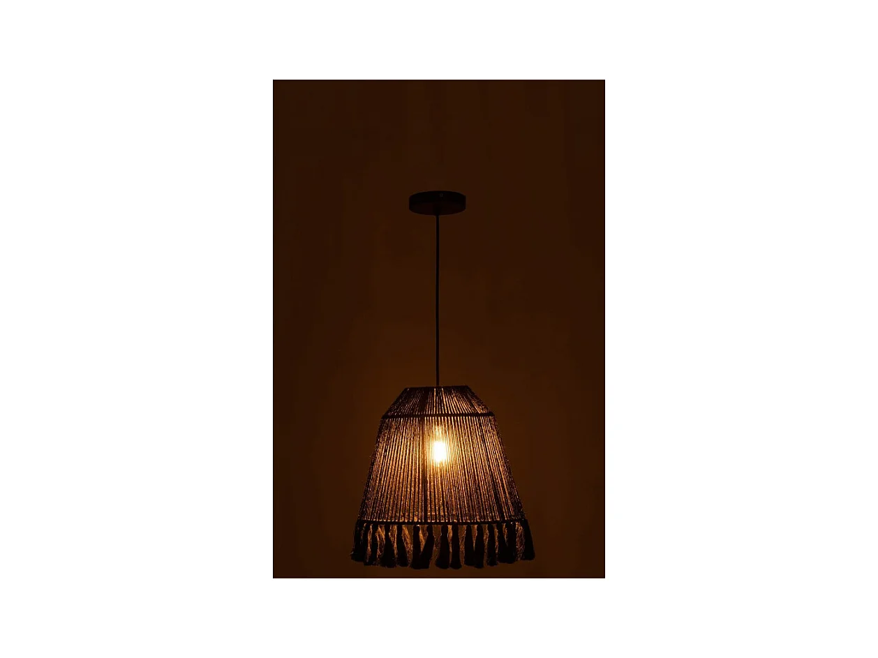 Lámpara de techo de yute y metal negro 33x33x40 cm.