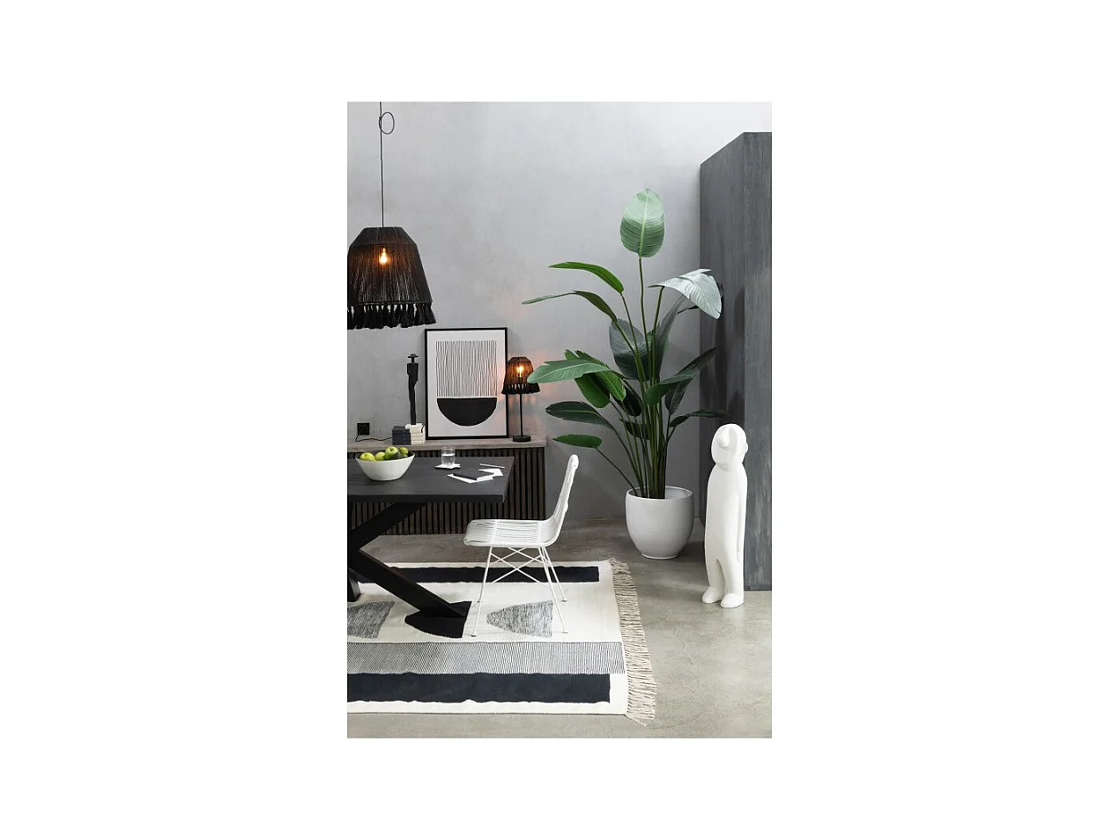 Lámpara de techo de yute y metal negro 33x33x40 cm.