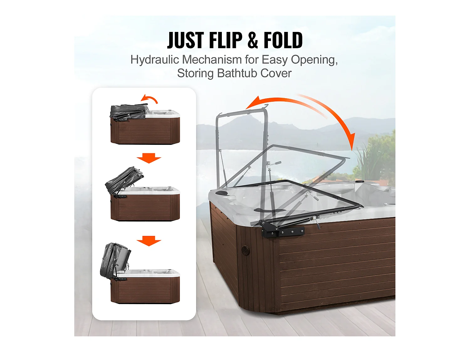 Lève-Couvercle de Spa SucceBuy, Hydraulique Monté sur le Dessus, Idéal pour de Nombreuses Baignoires