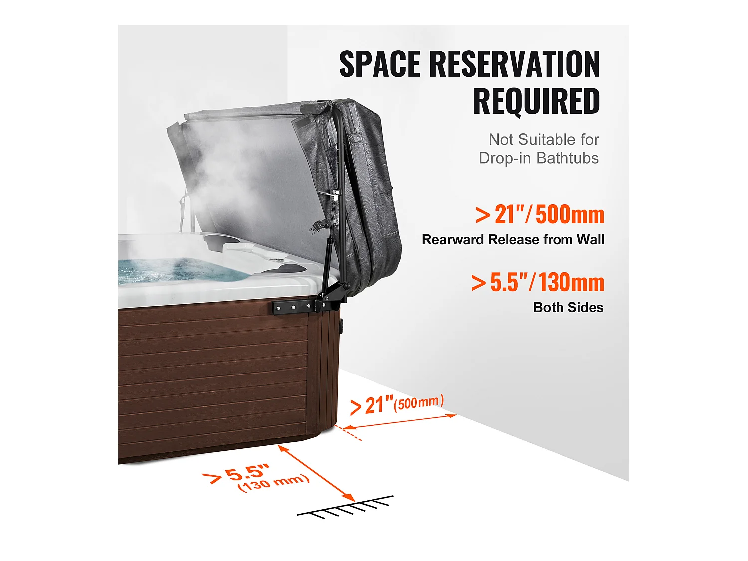 Lève-Couvercle de Spa SucceBuy, Hydraulique Monté sur le Dessus, Idéal pour de Nombreuses Baignoires