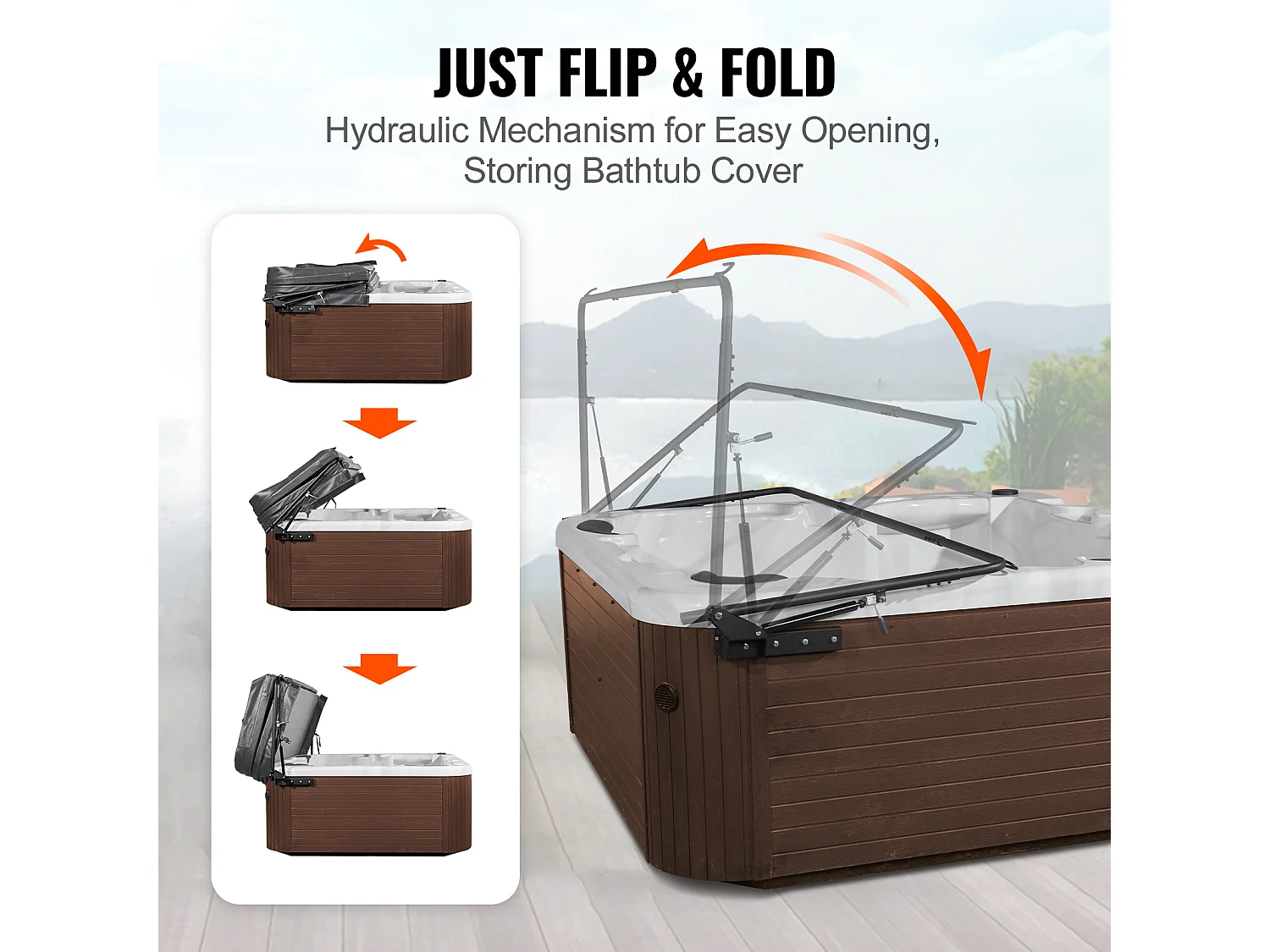 Lève-Couvercle de Spa SucceBuy, Hydraulique Monté sur le Dessus, Idéal pour de Nombreuses Baignoires