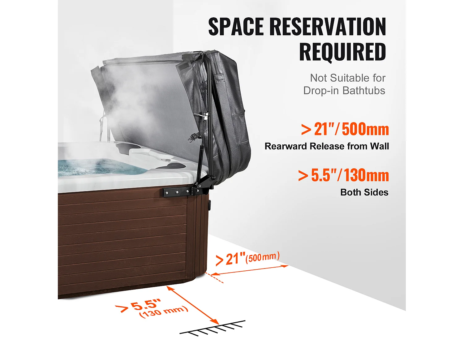 Lève-Couvercle de Spa SucceBuy, Hydraulique Monté sur le Dessus, Idéal pour de Nombreuses Baignoires