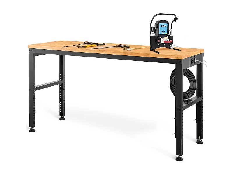 Regulowana Stół Roboczy SucceBuy, 122x61x97 cm, z Gniazdem Prądowym, do Biura, Domu, Garażu