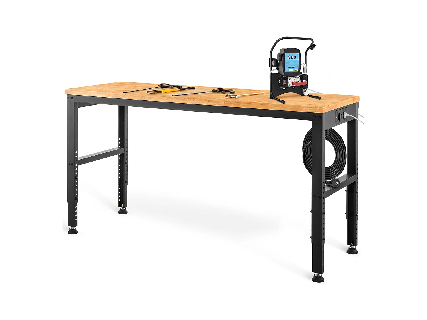 Établi Table de Travail Réglable SucceBuy, 122x 61x 97cm, avec Prise de Courant