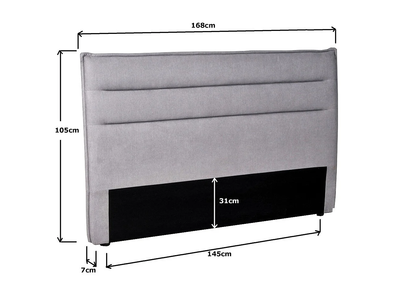 Tête de lit en tissu DAPHNE, compatible avec lits 140 et 160cm, Gris clair