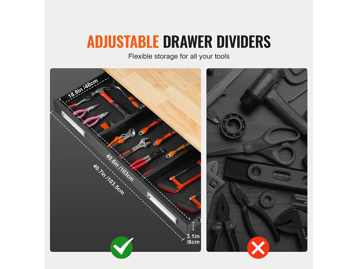 Établi Table sur Roulettes SucceBuy avec Tiroir, 122 cm, Capacité de Charge de 680 kg, avec Plateau en Bois