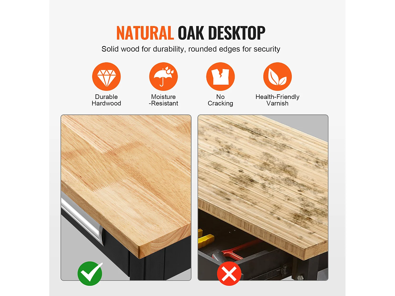 Établi Table sur Roulettes SucceBuy avec Tiroir, 122 cm, Capacité de Charge de 680 kg, avec Plateau en Bois