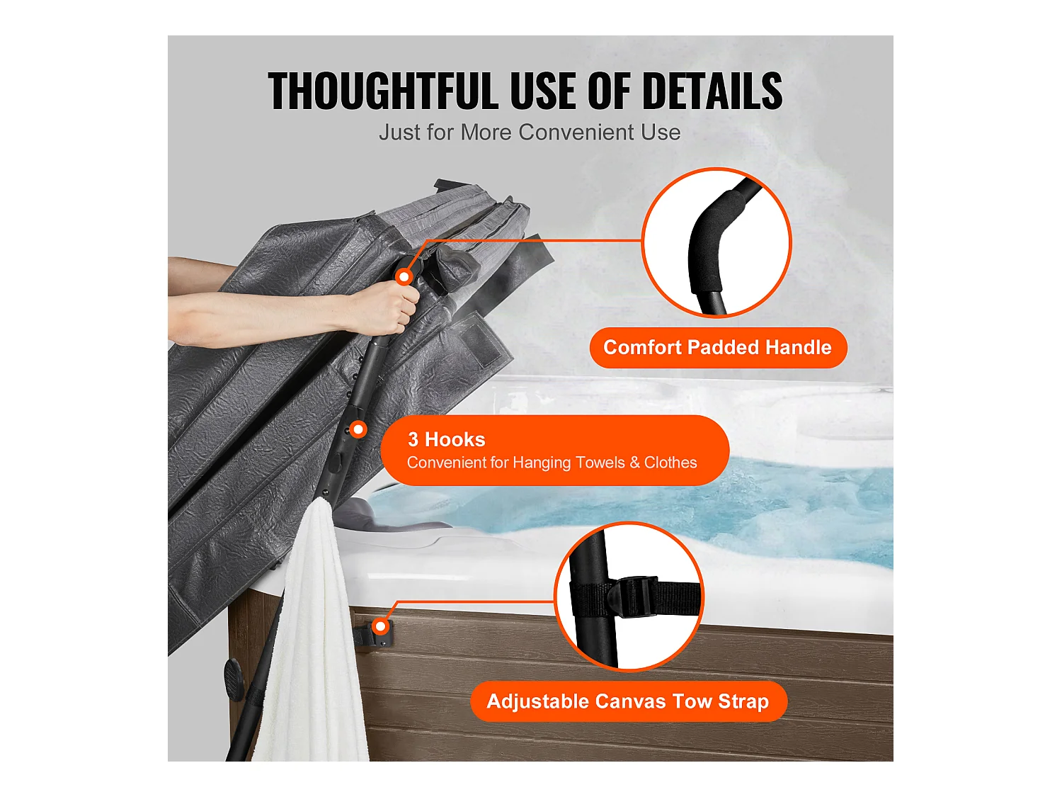 Lève-Couvercle de Spa SucceBuy, Compatible avec la Plupart des Baignoires Rectangulaires