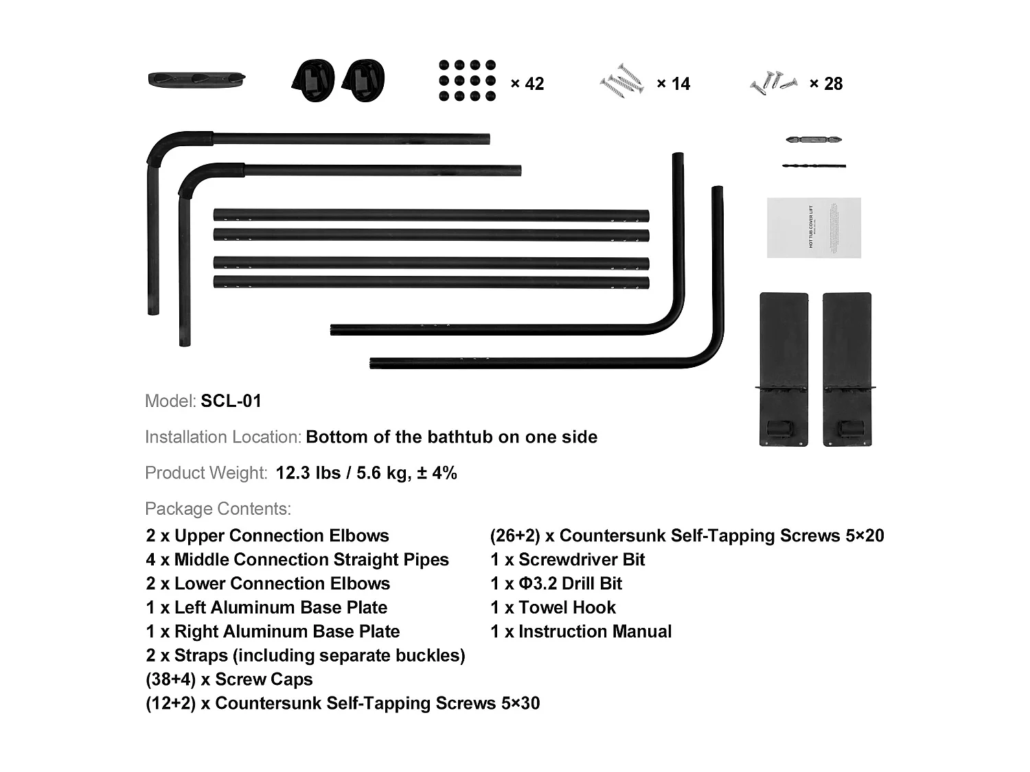 Levantacobertura de Spa SucceBuy, Compatible con la Mayoría de Bañeras Rectangulares