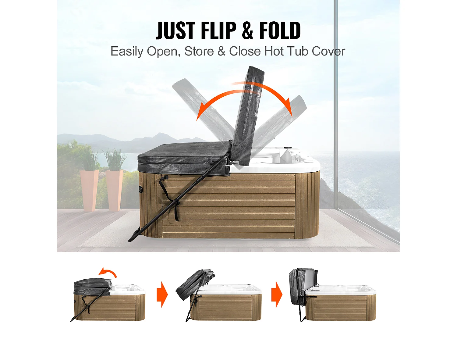 Levantacobertura de Spa SucceBuy, Compatible con la Mayoría de Bañeras Rectangulares