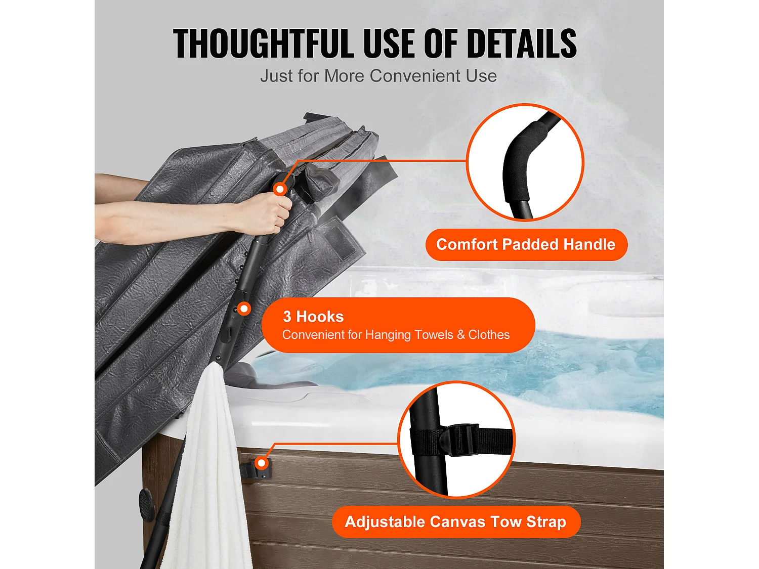 Levantacobertura de Spa SucceBuy, Compatible con la Mayoría de Bañeras Rectangulares