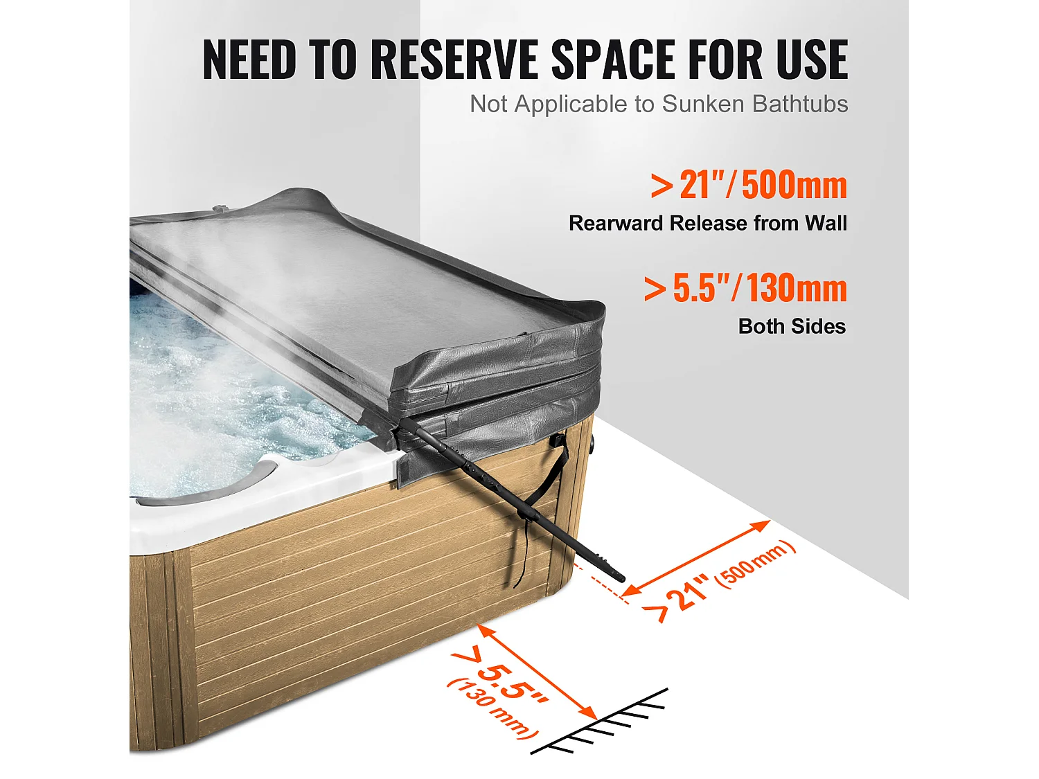 Levantacobertura de Spa SucceBuy, Compatible con la Mayoría de Bañeras Rectangulares