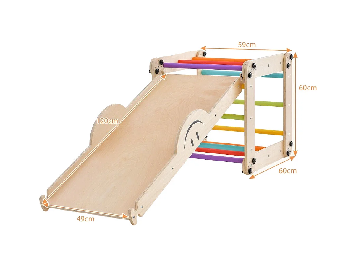 Faltbare Holzkletterer Spielzeuge mit Verstellbarer & Umkehrbarer Rampe Montessori Kletterset