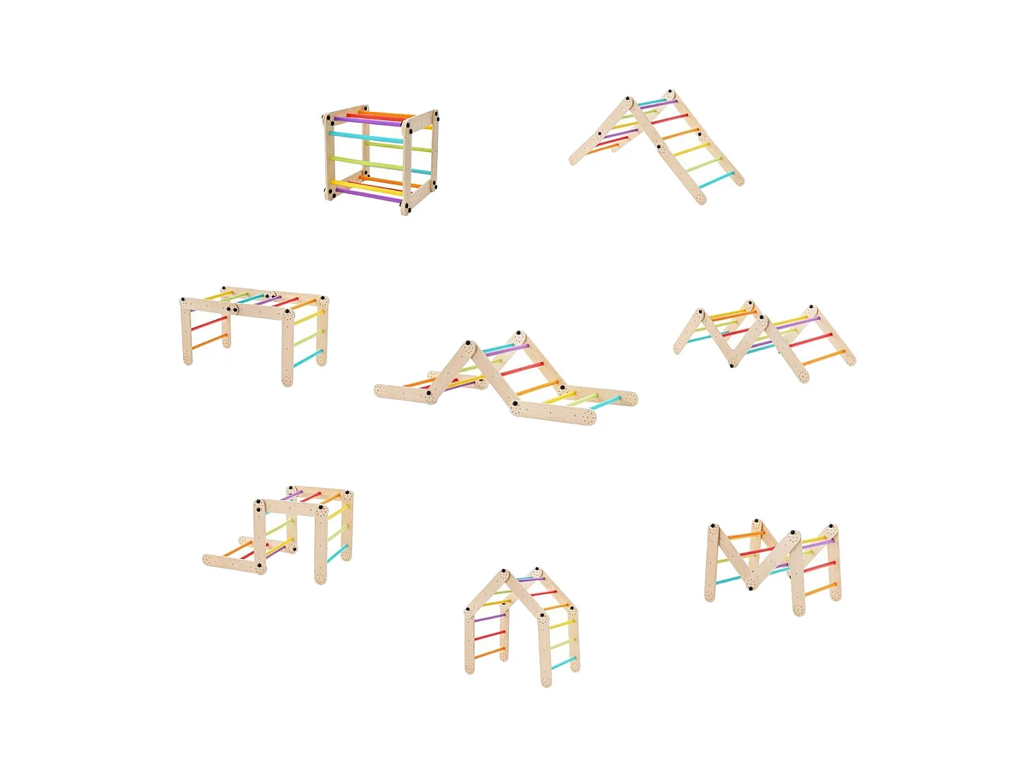 Faltbare Holzkletterer Spielzeuge mit Verstellbarer & Umkehrbarer Rampe Montessori Kletterset