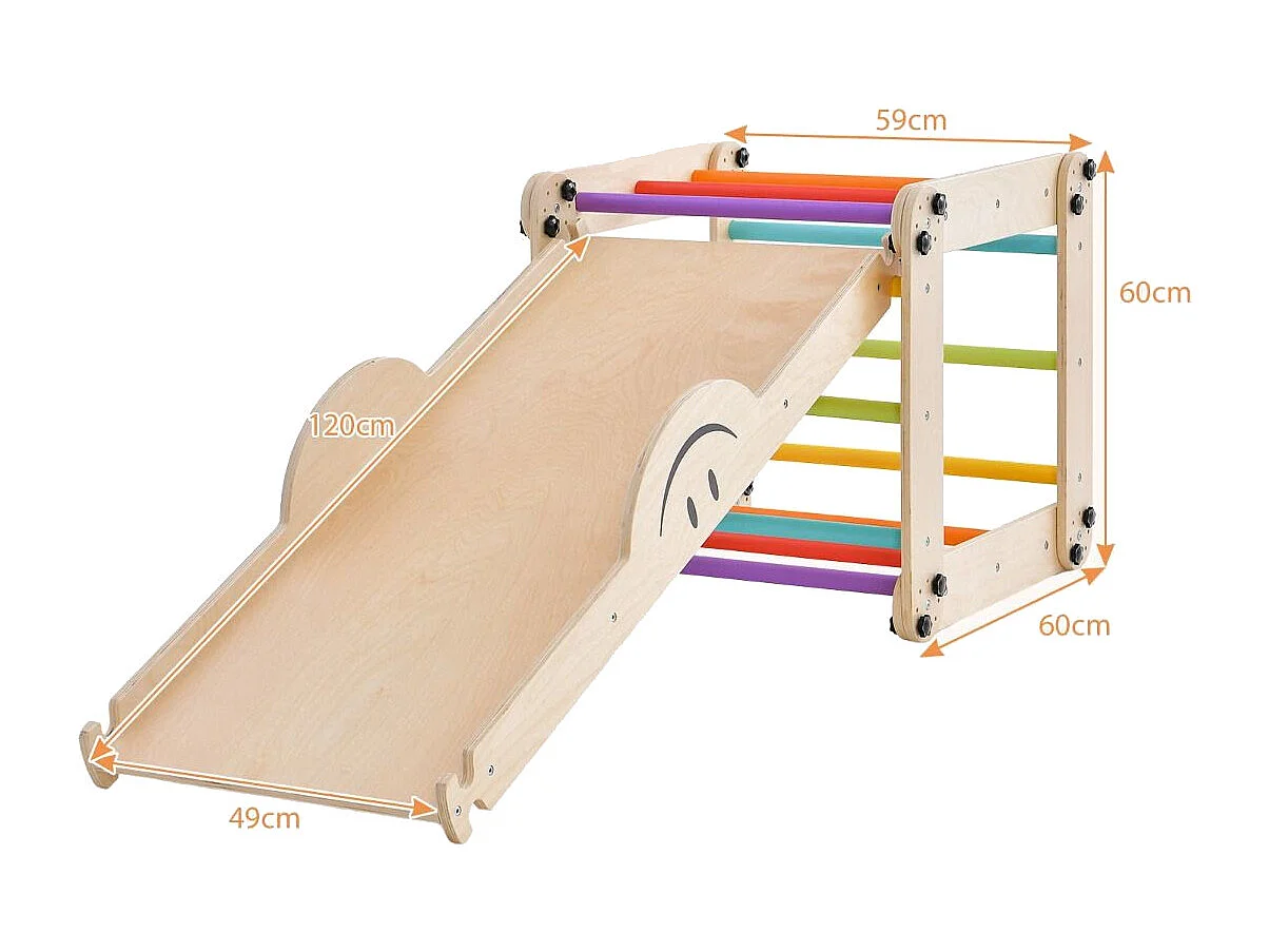 Ensemble d'Escalade Montessori pour Tout-petits Jouets d'Escalade Pliables en Bois Rampe Bascule Réglable et Réversible Rochers Colorés