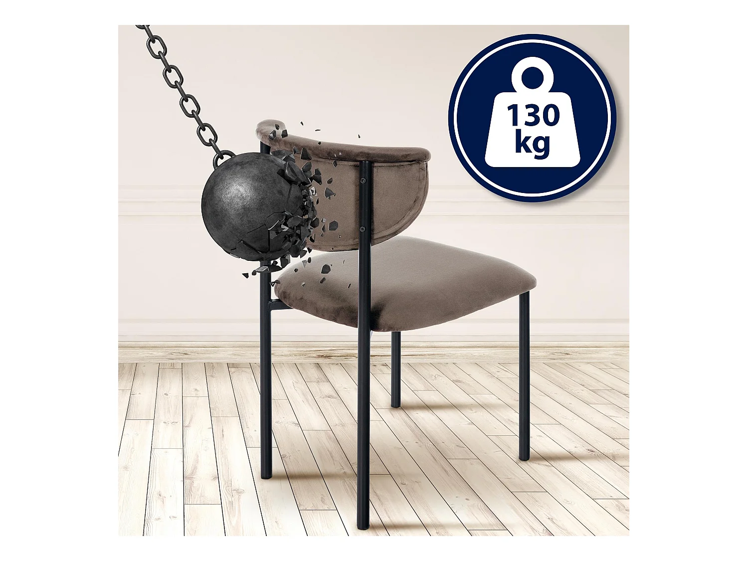 Lot de 2  chaise salle à manger - Velours - Marron - Gambell