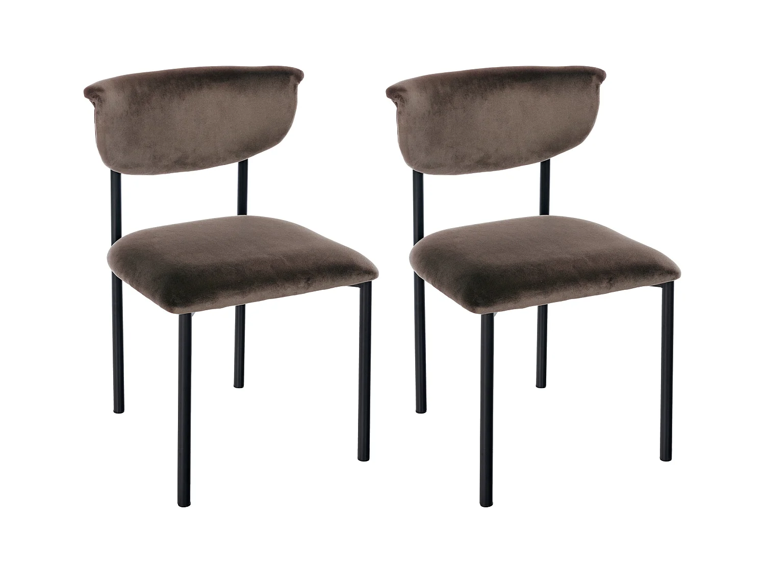 Lot de 2  chaise salle à manger - Velours - Marron - Gambell