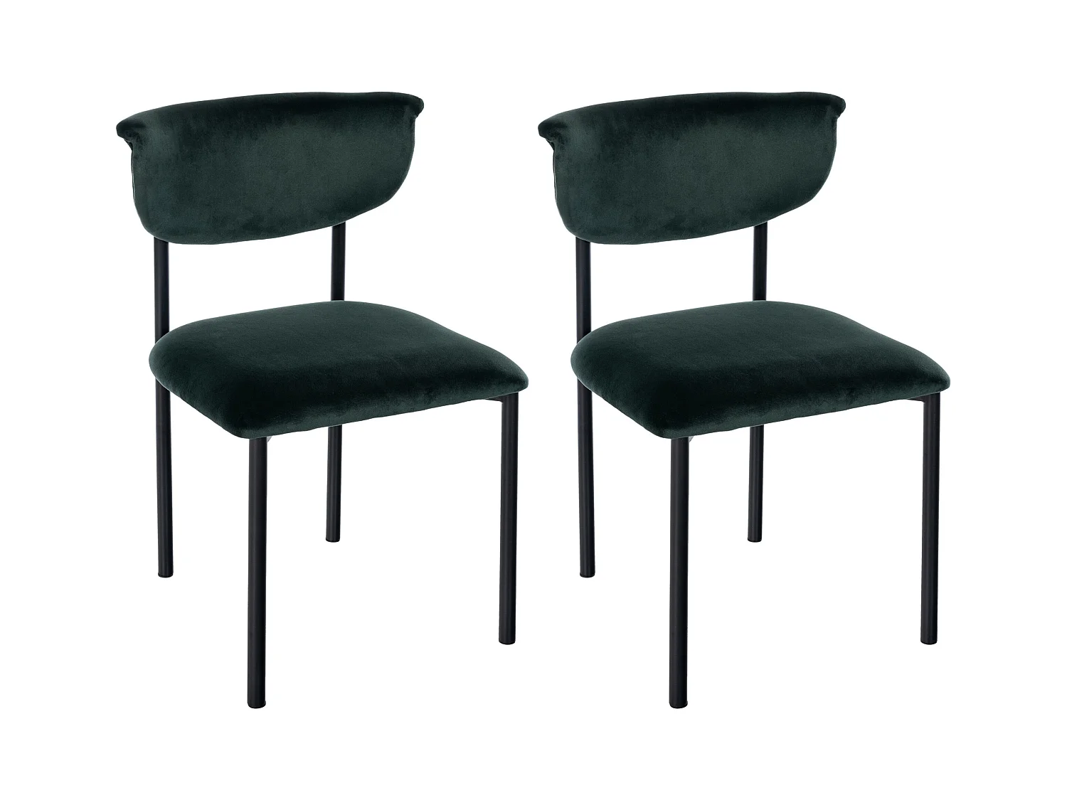 Lot de 2  chaise salle à manger - Velours - Vert foncé - Gambell