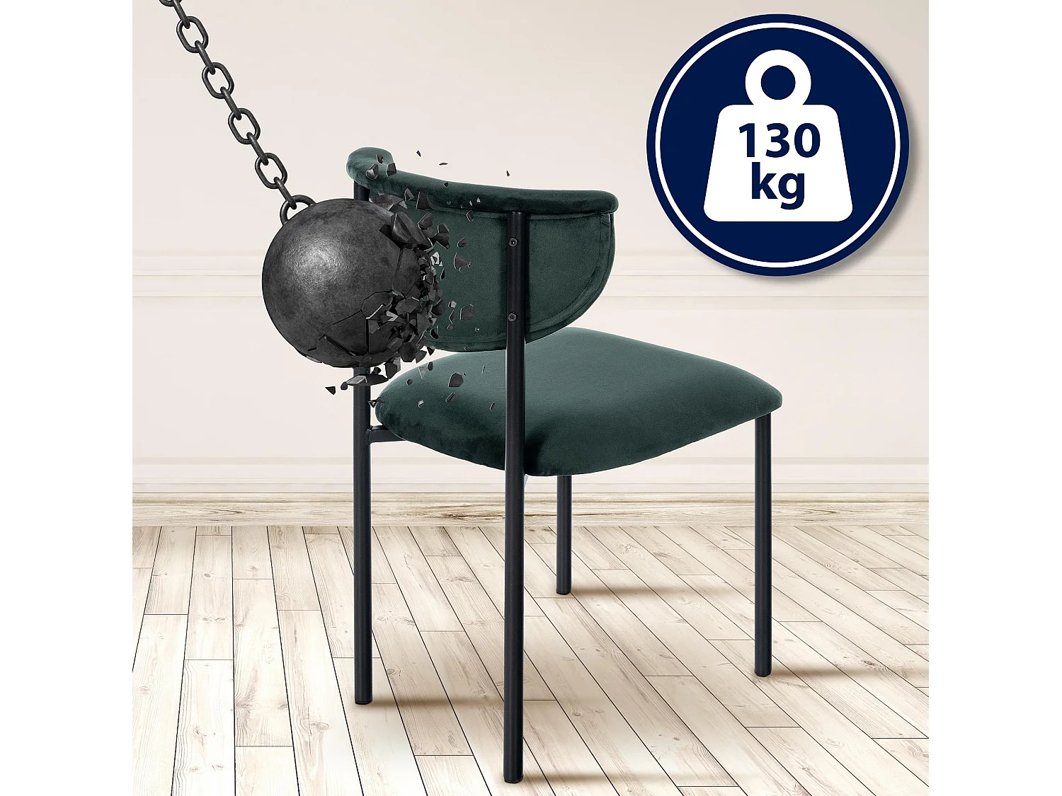 Lot de 2  chaise salle à manger - Velours - Vert foncé - Gambell