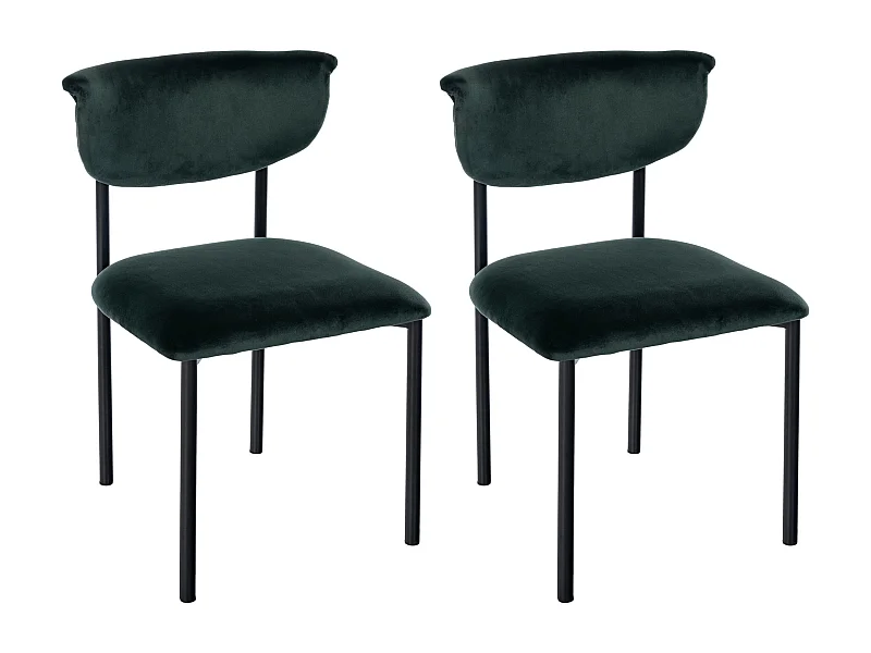 Lot de 2  chaise salle à manger - Velours - Vert foncé - Gambell