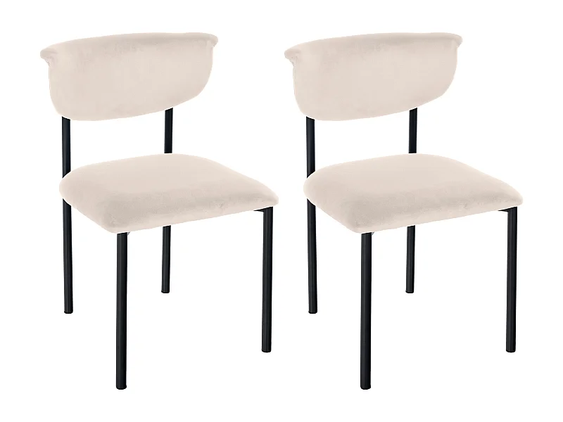 Lot de 2  chaise salle à manger - Velours - Crème - Gambell