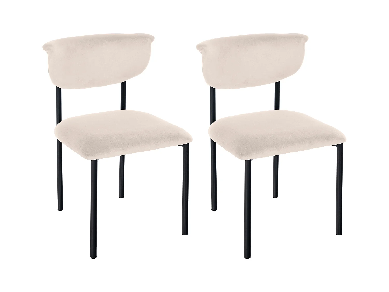 Lot de 2  chaise salle à manger - Velours - Crème - Gambell