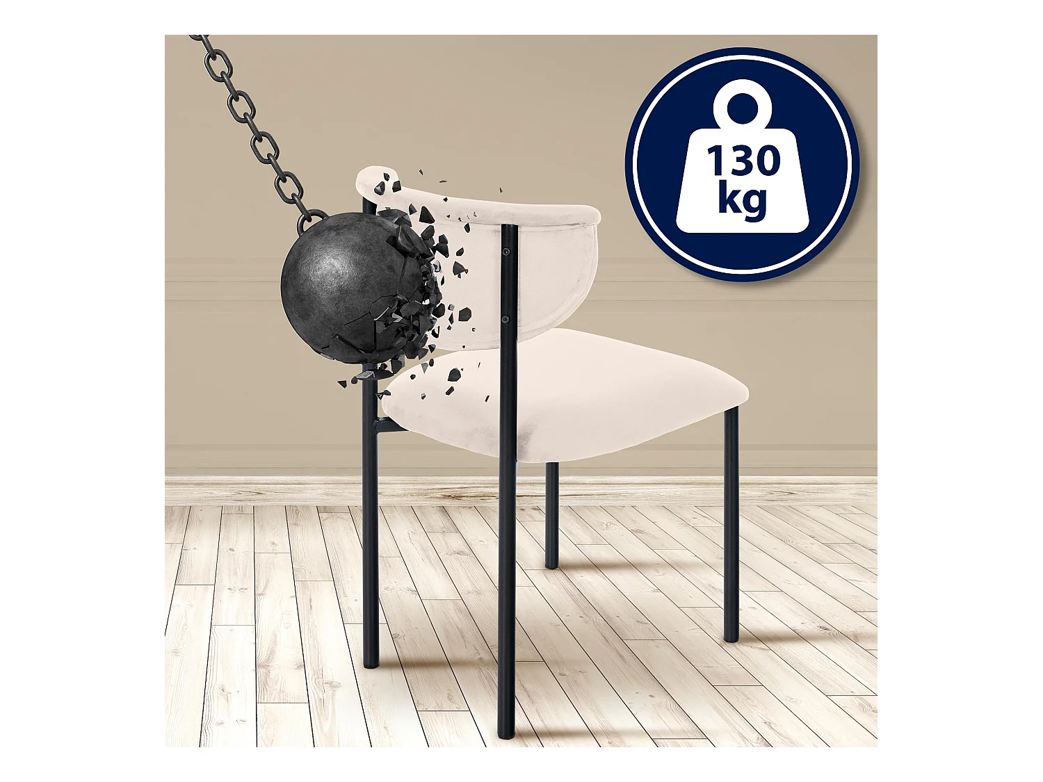 Lot de 2  chaise salle à manger - Velours - Crème - Gambell