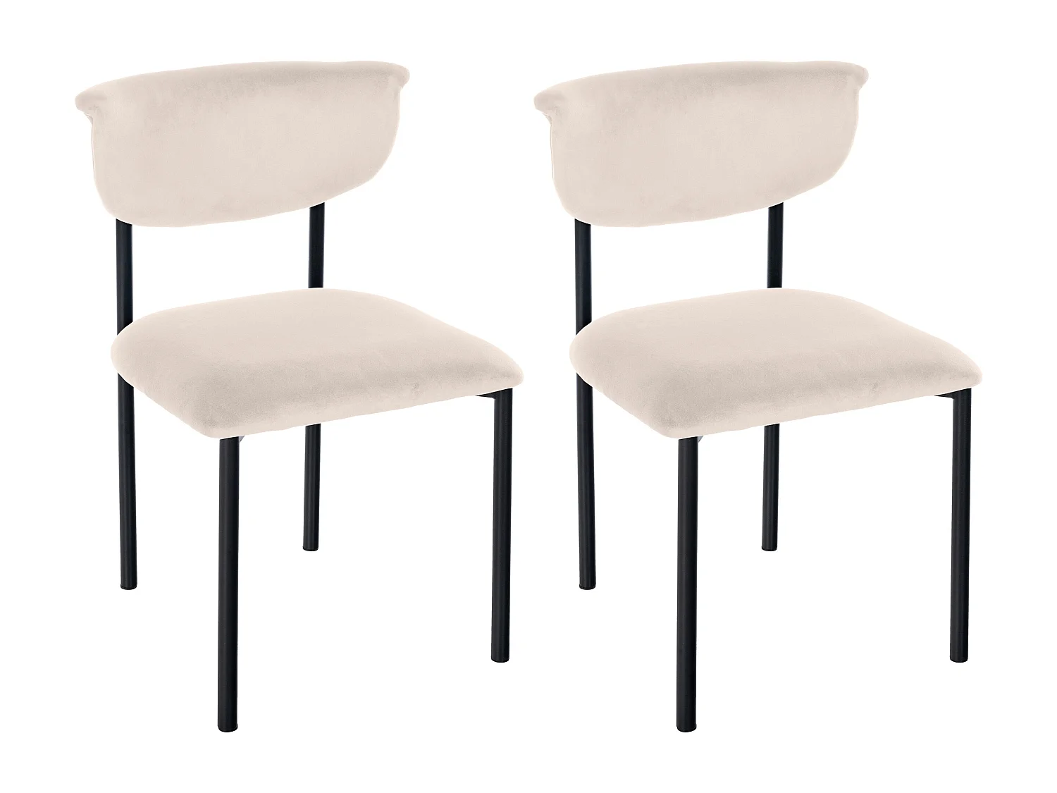 Lot de 2  chaise salle à manger - Velours - Crème - Gambell