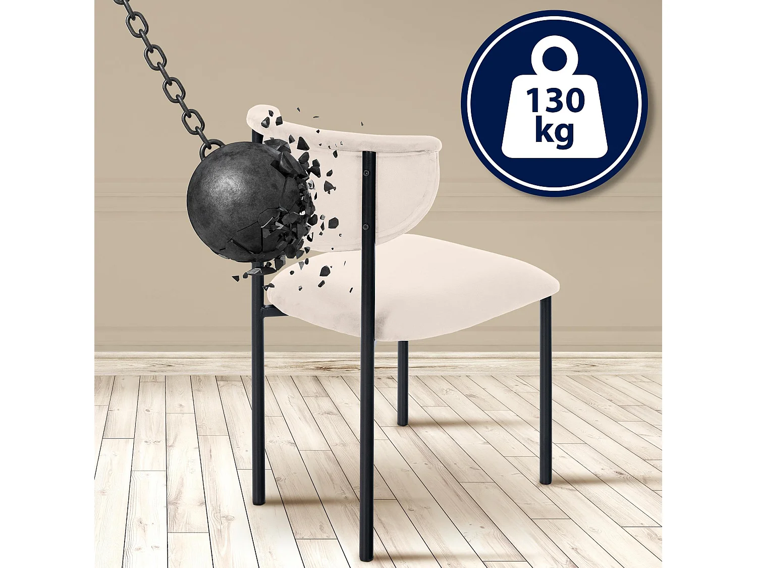 Lot de 2  chaise salle à manger - Velours - Crème - Gambell