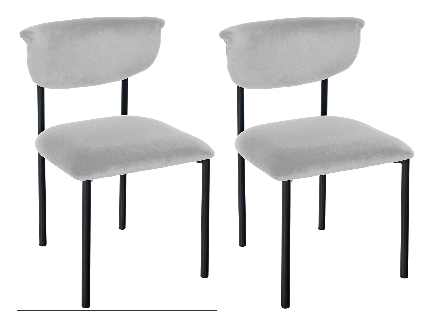 Lot de 2  chaise salle à manger - Velours - Gris - Gambell